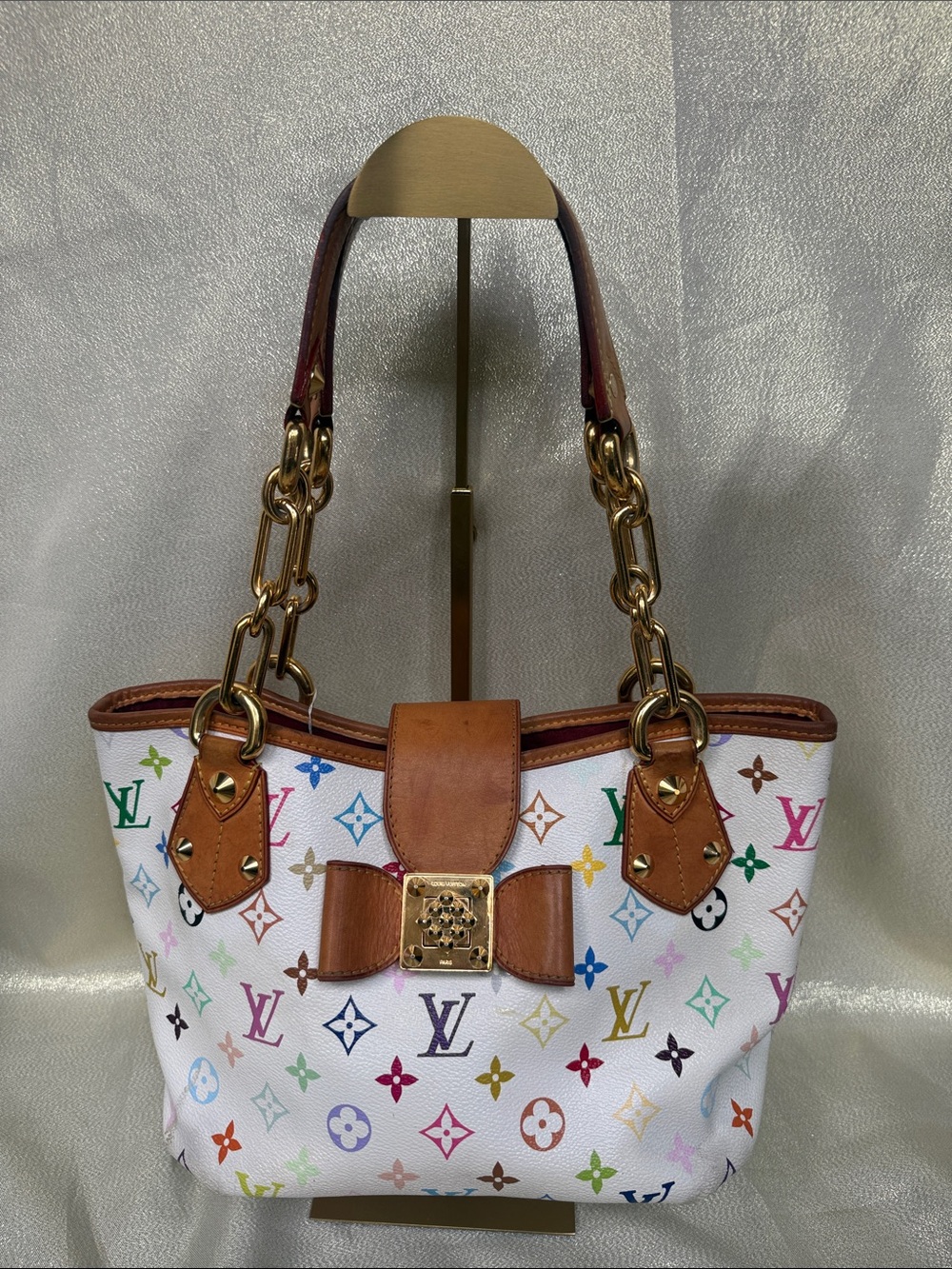 Louis Vuitton Vintage Multicolor Murakami Monogram White Canvas Annie Bag